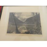 W. Renison. Two black and white engravings of landscapes and figures, mounted, framed and glazed -