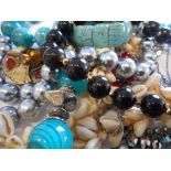 A selection of costume jewellery including bead necklaces etc..