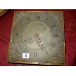 A 19th Century brass clock dial by Thomas Lambard of Drayton with pierced brass spandrels,