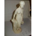 A Parian study of a semi nude classical lady holding a tambourine by the Art Union London 1848 -