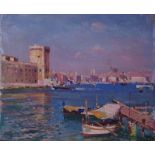 NARDI François (1861-1936), Marseille, l'entrée du port, Huile sur panneau, Signé [...]