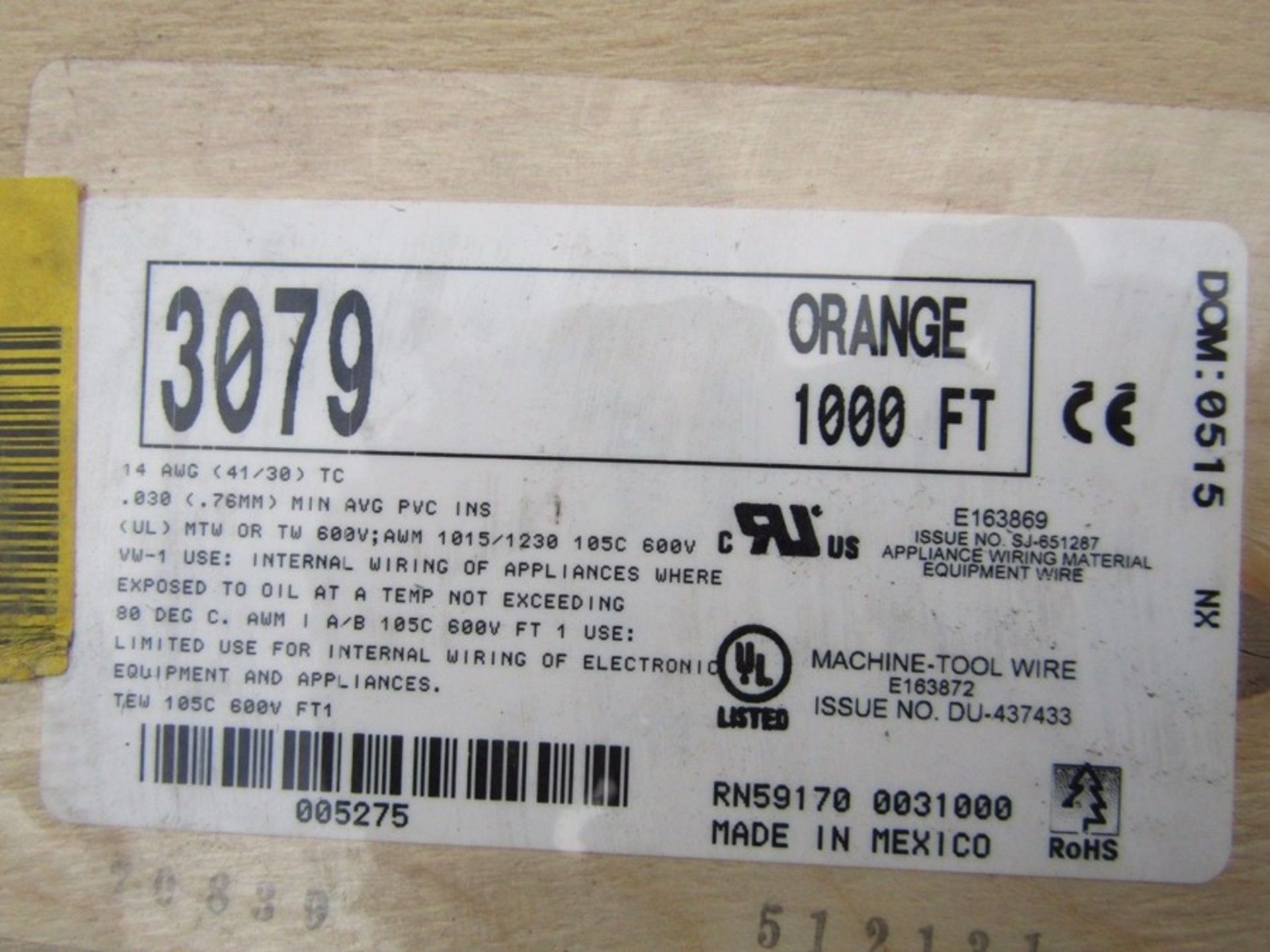 305m x Alpha Wire UL1015 Series Orange PVC 3079 Hook Up Wire /Cable 1005 8425573 - Image 3 of 4