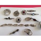 Large Lot of Silver Brooches.