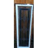 Antique Wooden Framed Stained Glass Window - 48" x 16".