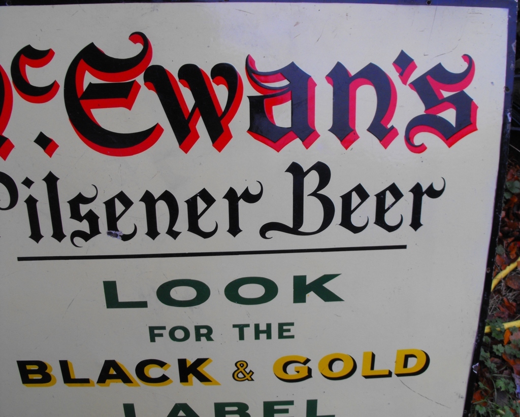 Antique/Vintage McEwans Pilsner Beer Enamel Sign - 47" x 35". - Image 2 of 4