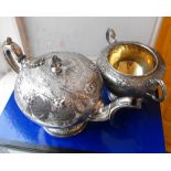 Antique Scottish Silver Teapot ( 12"W - 7"T) and Bowl (9"W - 5"T) total weight 1080 grams.