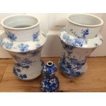 Pair of Chinese Oriental.Vases 10" tall and single other 6" tall.