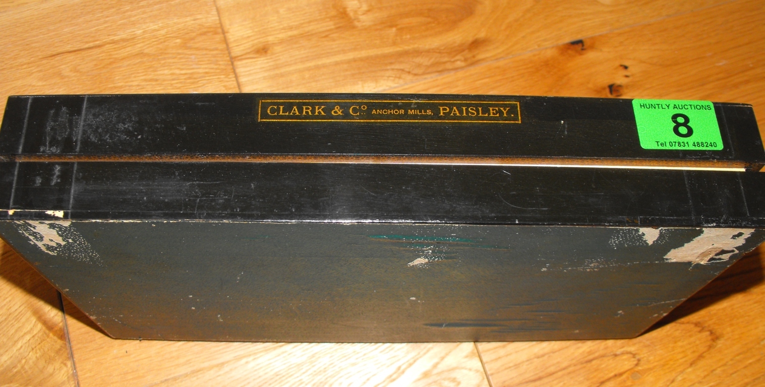 Antique Clark&Co Paisley Cotton Reel Box 13" x 7 1/2" x 2 1/4" - Image 4 of 5