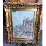 Antique Gilt Framed Watercolour by Alex J Murray of Aberdeen Street Scene.
