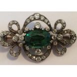 Antique Vintage Diamond and Gemstone Brooch 33mm x 18mm.