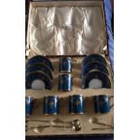 Boxed Set of Paladin 12 piece Coffee Set with set of 6 Silver Spoons dated 1929.