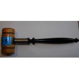 Antique Treen Presentation Gavel with Silver Inscription dated 1905.