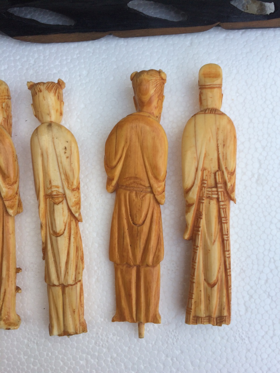 Lot of 8 Oriental c1920 Ivory Figures on Stand 4 1/4" (110mm) tall. - Image 6 of 6
