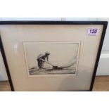 Vintage c1920 George Soper signed in pencil Etching - "Burning Twitch".