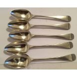 Antique Lot of 5 Silver Spoons by Peter and Anne Bateman - 7" long.