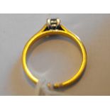 18kt Gold and Diamond Solitaire Ring 1/4 carat (UK N 1/2) (US - 7) - 3-3 grams.