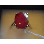 9ct White Gold and Ruby Ring with stone of 16mm x 12mm - total weight of 4.55 grams.