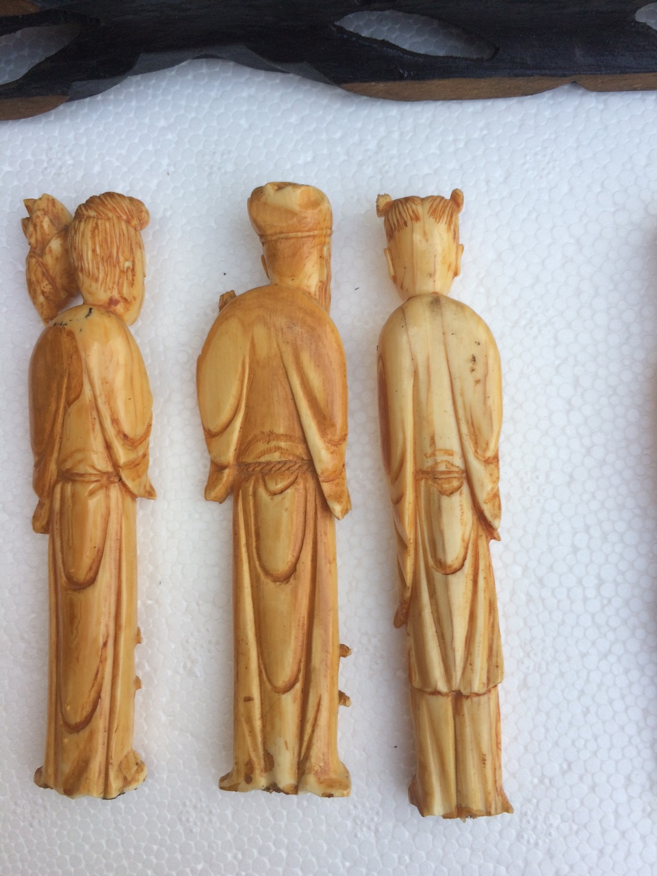 Lot of 8 Oriental c1920 Ivory Figures on Stand 4 1/4" (110mm) tall. - Image 5 of 6