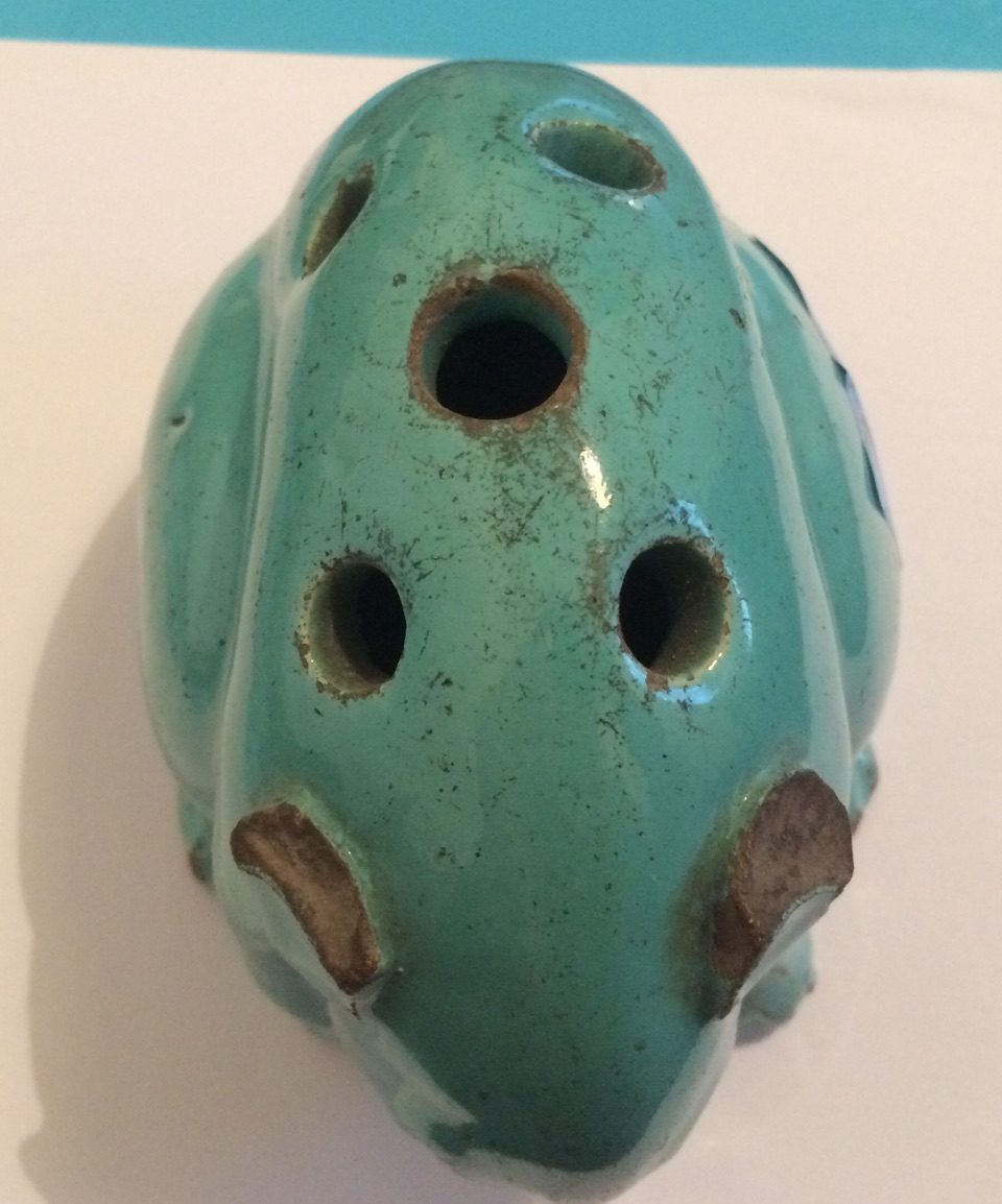 Antique Oriental Turquoise Coloured Glazed Pottery Rabbit/Rat - 5 1/2" long - 4 1/2" tall. - Image 3 of 8