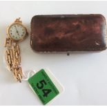Antique 9ct Gold Watch with 9ct Gold Bracelet - watch working order - total weight 24.5 grams.