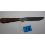 Antique Horn Handled Knife with marked blade - 8 3/8" ( 213mm) long.