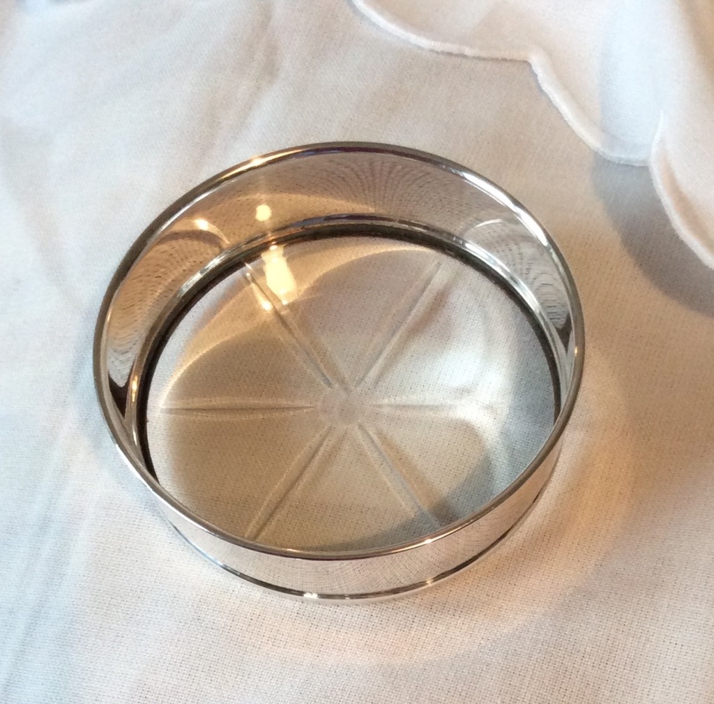 Pair vintage Tiffany &Co sterling silver & cut glass bottle coasters diameter of each one 7.5cm. - Image 2 of 2
