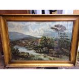 Vintage Oil Painting of The Old Mill of Clunie, Balmoral by Smart 1925 - 25" x 21".