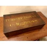 Vintage Turriff District Cash Register Books Wooden Box 58x33x13cm.