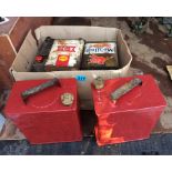 Lot of Vintage Petrol and Oil Tins.