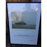 Limited Edition Print of the Titanic signed by last surviving ship passenger Jack O'Dell in 1992.