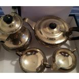 Vintage Walker&Hall Four Piece Silver Teaset - Coffee Pot 8 1/2" tall - total weight approx 1286 g