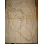 Antique Map 38" x 26" of Roads through Birkwood, Trows and others in parish of Lesmahagow.