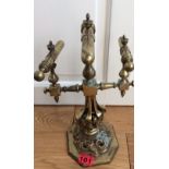 Antique Brass Triple Goffering Iron - 14 inches tall and 8 inches at the widest.