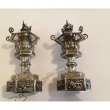 Antique Pair of Chinese Silver Tower Condiments - 4 1/4" (107mm) tall.