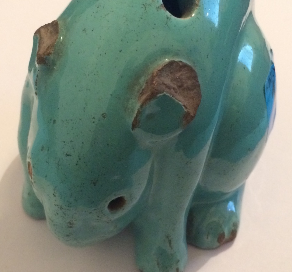 Antique Oriental Turquoise Coloured Glazed Pottery Rabbit/Rat - 5 1/2" long - 4 1/2" tall. - Image 8 of 8