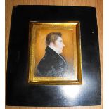 Antique Framed Watercolour Miniature dated on reverse 1822 with frame of 6" x 5".