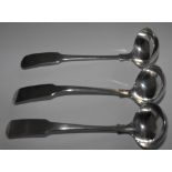 Trio of Joseph Pearson - Dumfries Scottish Provincial Silver Toddy Ladles - 6" long.