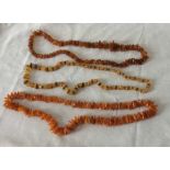 A Lot of 3 Vintage Strings of Amber/Bakelite Beads.