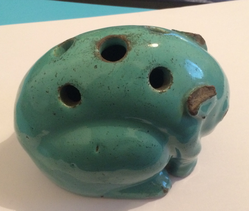 Antique Oriental Turquoise Coloured Glazed Pottery Rabbit/Rat - 5 1/2" long - 4 1/2" tall. - Image 5 of 8