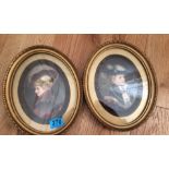 Lot of 2 Antique/Vintage Portraits of Ladies (Hand Decorated on Porcelain) - frames 11" x 9".