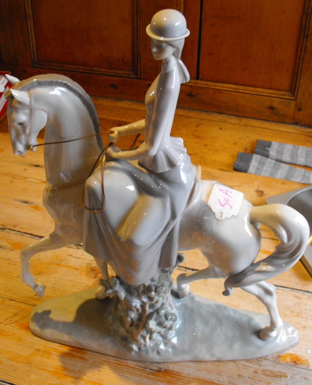 Vintage Lladro Horse and Rider 18" tall and 15" at the widest.