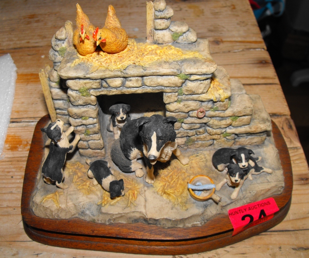 Border Fine Arts James Herriot 1985 Group of Collie and Pups.