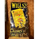 Vintage Wills Cigarette Metal Enamel Advertising Sign - 90cm x 45cm.