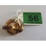 Antique Gold and Amethyst Brooch - 38mm x 32mm - total weight 5.8 grams.