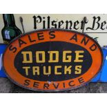 Vintage Double Sided Dodge Trucks advertising sign 36" x25".