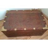 Antique Eastern/Islamic? Brass Inlaid Hardwood Writing Slope - 16 1/2" x 11" x 6 1/2"