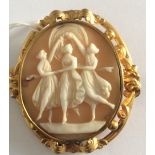Antique/Vintage Cameo of Three Dancers - 60mm x 50mm.