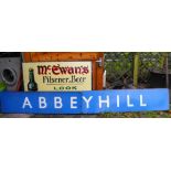 Vintage Scottish Railway ABBEYHILL Enamel Sign - 10 feet long x 16" tall.