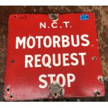 Vintage Double-Sided Motor Bus Request Stop Sign - 15 3/4" x 14 3/4".