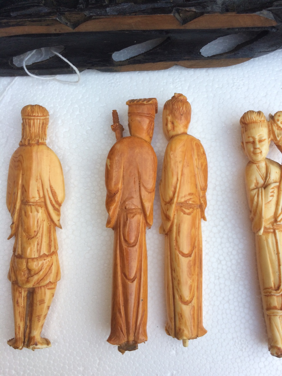 Lot of 8 Oriental c1920 Ivory Figures on Stand 4 1/4" (110mm) tall. - Image 3 of 6